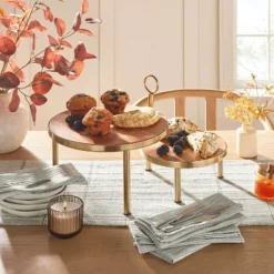 Tiered Wood & Metal Nested Round Serving Stand Brass/Brown - Hearth & Hand™ With Magnolia
