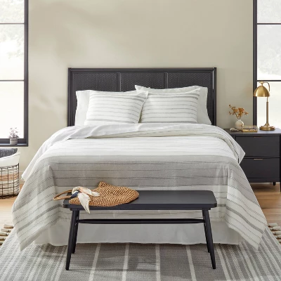 Alternating Pinstripe Duvet & Sham Set Gray/Cream - Hearth & Hand™ With Magnolia 5 Alternating Pinstripe Duvet & Sham Set Gray/Cream - Hearth & Hand™ With Magnolia - Image 3