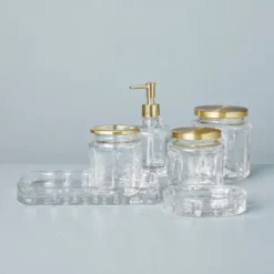 Sculpted Glass Canister Clear/Brass - Hearth & Hand™ With Magnolia -Home Furnishings Shop GUEST 455ed591 95e4 40c5 b1f9 9326a2b9e7de 1