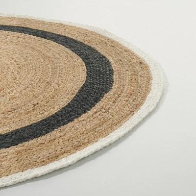 Oval 5' X 7' Bold Stripe Braided Jute Area Rug Black/Tan/Cream - Hearth & Hand™ With Magnolia 3 Oval 5' X 7' Bold Stripe Braided Jute Area Rug Black/Tan/Cream - Hearth & Hand™ With Magnolia - Image 2