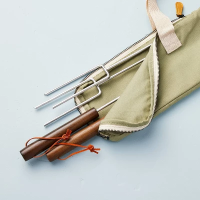 4pc Stainless Steel Grilling Skewers With Canvas Bag - Hearth & Hand™ With Magnolia 4 4pc Stainless Steel Grilling Skewers With Canvas Bag - Hearth & Hand™ With Magnolia - Image 2