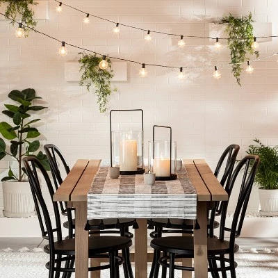 Oversized Broken Stripes Tassel Table Runner Black/Sour Cream - Hearth & Hand™ With Magnolia 3 Oversized Broken Stripes Tassel Table Runner Black/Sour Cream - Hearth & Hand™ With Magnolia