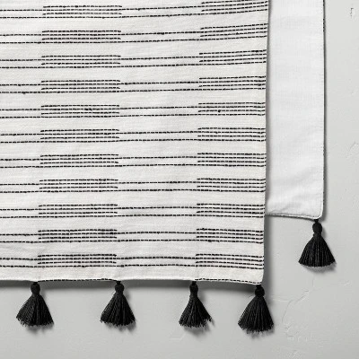 Oversized Broken Stripes Tassel Table Runner Black/Sour Cream - Hearth & Hand™ With Magnolia 4 Oversized Broken Stripes Tassel Table Runner Black/Sour Cream - Hearth & Hand™ With Magnolia - Image 2