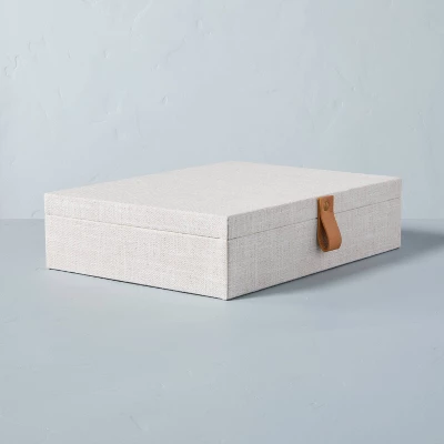 Fabric Storage Box With Faux Leather Accent Cream - Hearth & Hand™ With Magnolia 7 Fabric Storage Box With Faux Leather Accent Cream - Hearth & Hand™ With Magnolia - Image 6
