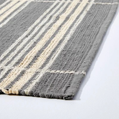 Wool Blend Variegated Stripe Area Rug Dark Gray - Hearth & Hand™ With Magnolia 4 Wool Blend Variegated Stripe Area Rug Dark Gray - Hearth & Hand™ With Magnolia - Image 2
