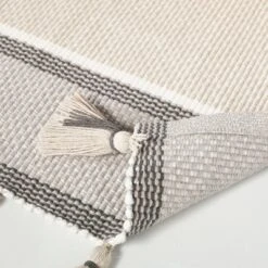 24"x60" Color Block Stripe Tassels Bath Rug Neutral Taupe - Hearth & Hand™ With Magnolia -Home Furnishings Shop GUEST 910979a7 4645 484a b851 9e3664ee4695