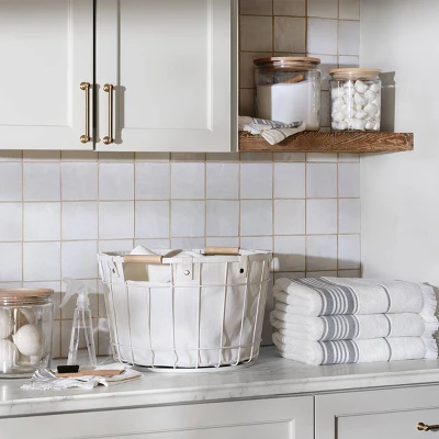 Fabric Storage Box With Faux Leather Accent Cream - Hearth & Hand™ With Magnolia 5 Fabric Storage Box With Faux Leather Accent Cream - Hearth & Hand™ With Magnolia - Image 4