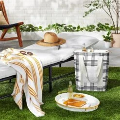 Soft-Sided 20can/19qt Plaid Backpack Cooler - Black/Gray/White - Hearth & Hand™ With Magnolia