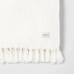 Knotted Fringe Throw Blanket White - Hearth & Handâ„¢ With Magnolia