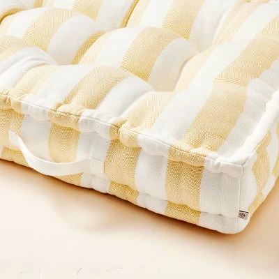 Bold Stripe Indoor/Outdoor French Floor Cushion Gold/Cream - Hearth & Hand™ With Magnolia 5 Bold Stripe Indoor/Outdoor French Floor Cushion Gold/Cream - Hearth & Hand™ With Magnolia - Image 3