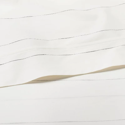 Cotton Percale Thin Stripe Sheet Set Sour Cream/Railroad Gray - Hearth & Hand™ With Magnolia 3 Cotton Percale Thin Stripe Sheet Set Sour Cream/Railroad Gray - Hearth & Hand™ With Magnolia